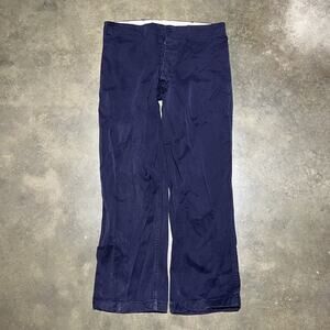 Vintage 50s 60s Navy Wide Leg Cotton Buttonfly Pants 36x30